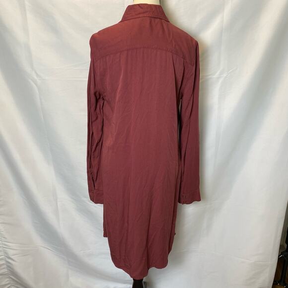 Roxy Burgundy Long Sleeve Snap Closure Shirt Dress Coverup Size Medium Womens - Picture 11 of 12